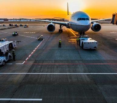 Menzies ground crew preparing aircraft for departure